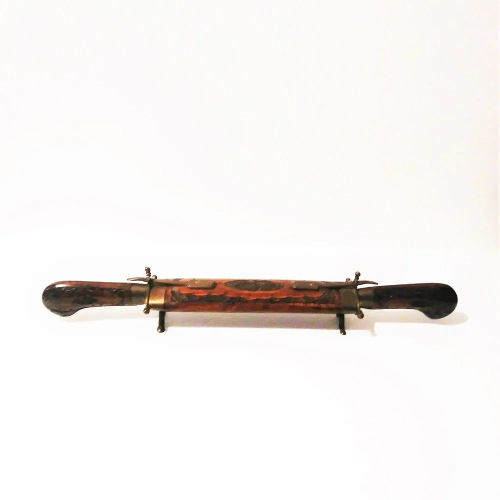 Vintage‎ Wooden Hand Carved Knife Fork Carving Set